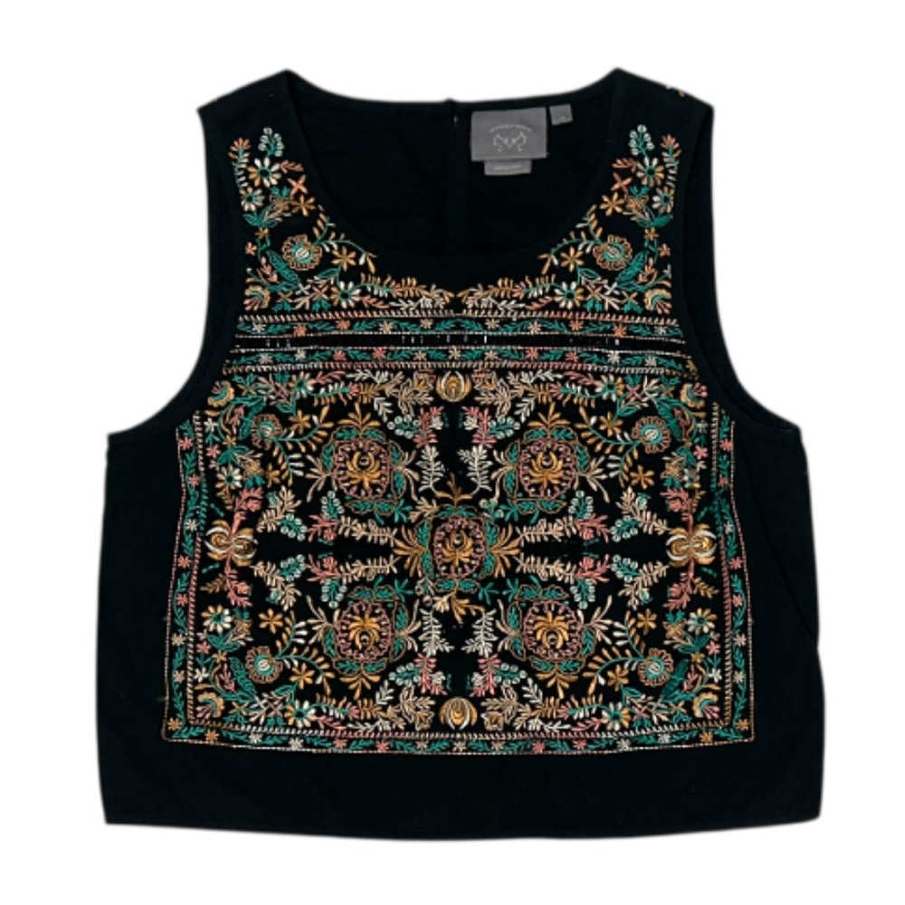 Anthropologie‎ Vanessa Virginia Barbera Embroidered Midi Crop Top. Size XS - Picture 4 of 9